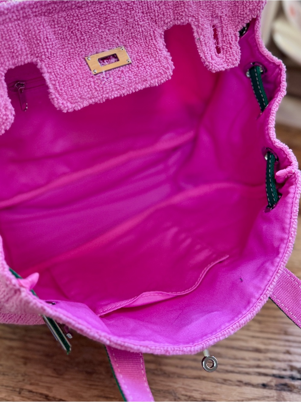 Pink and Green TikTok Viral Sunwin Terry Cloth Mini Tote | NWT - Picture 8 of 11